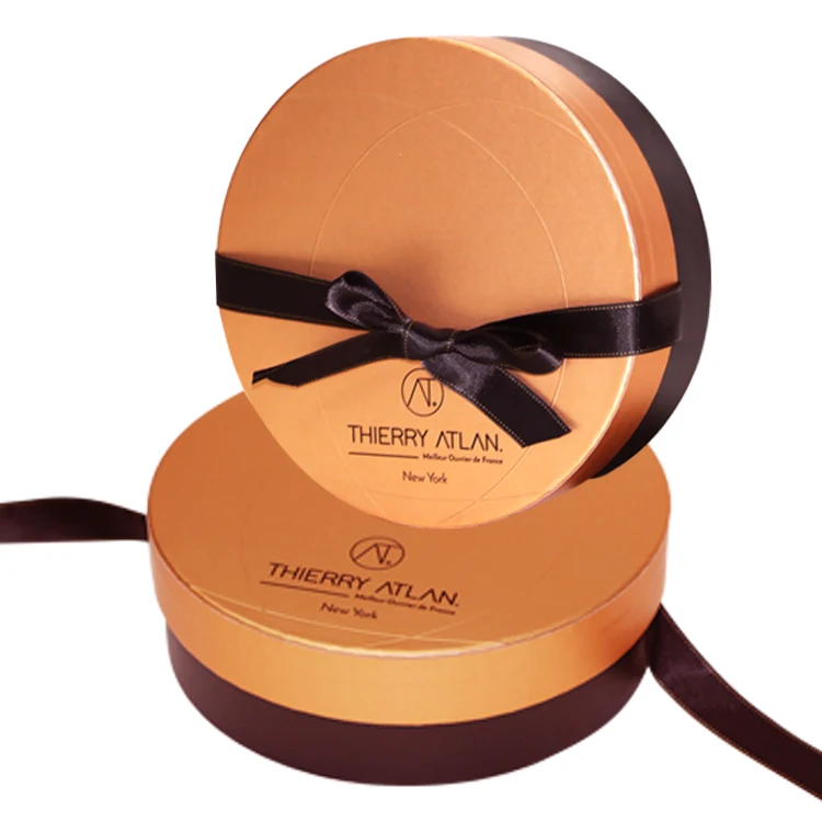 Luxury Round Fancy Paper Boxes For Chocolate With Ribbon Custom Logo Chocolat Schokolade Chocolate Gift Boxes Packaging