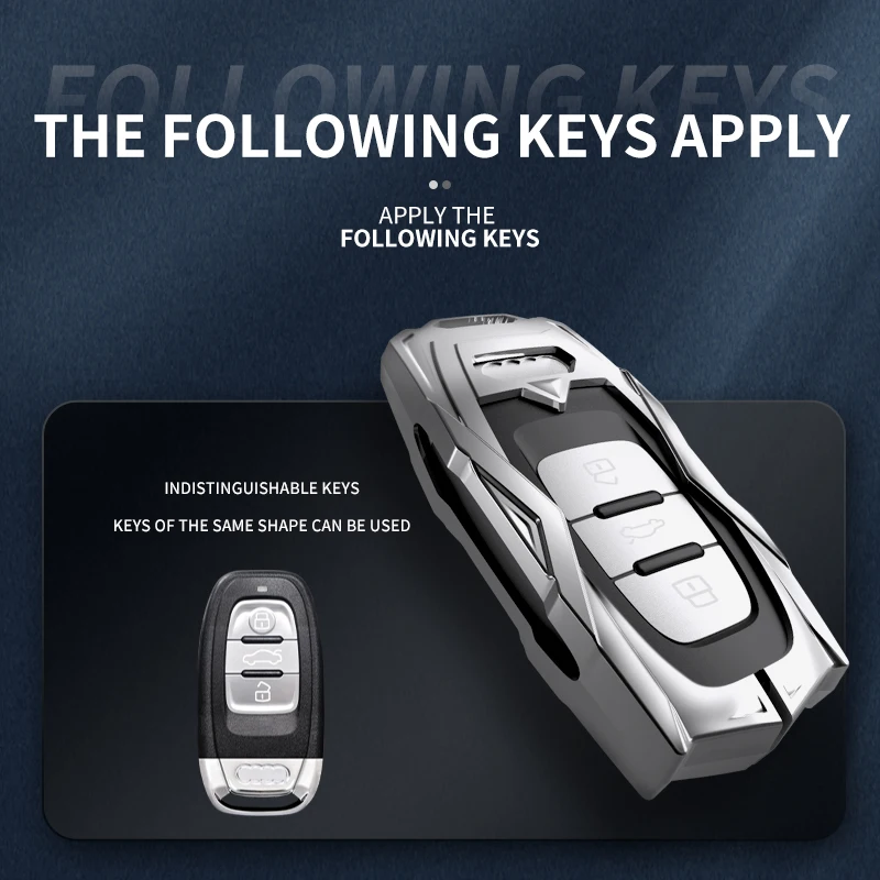 For Audi Key Fob Cover Case Premium Soft Metal Protection Shell Compatible with Car key