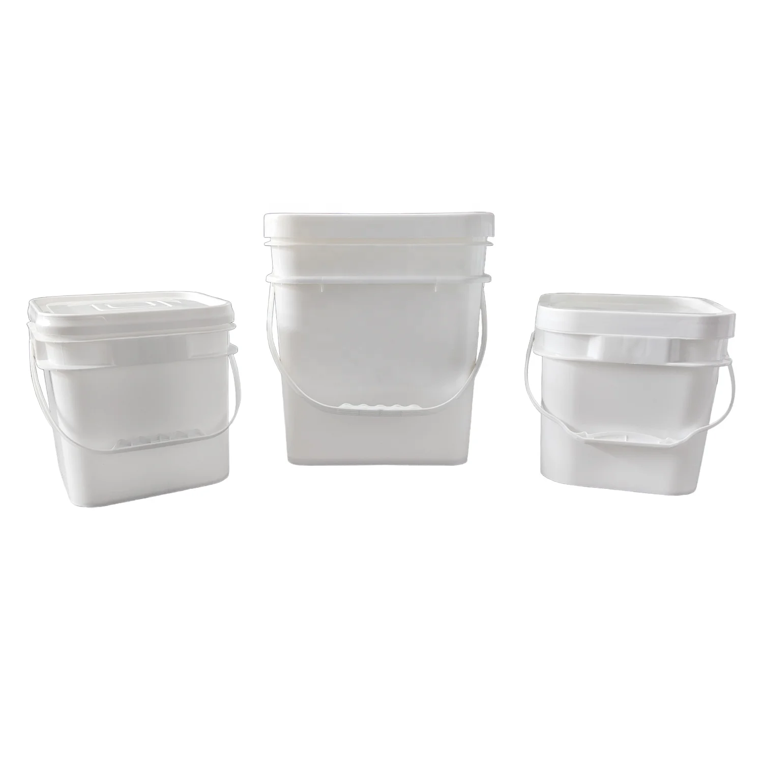 square custom white plastic 5 gallon plastic buckets with lids for sale