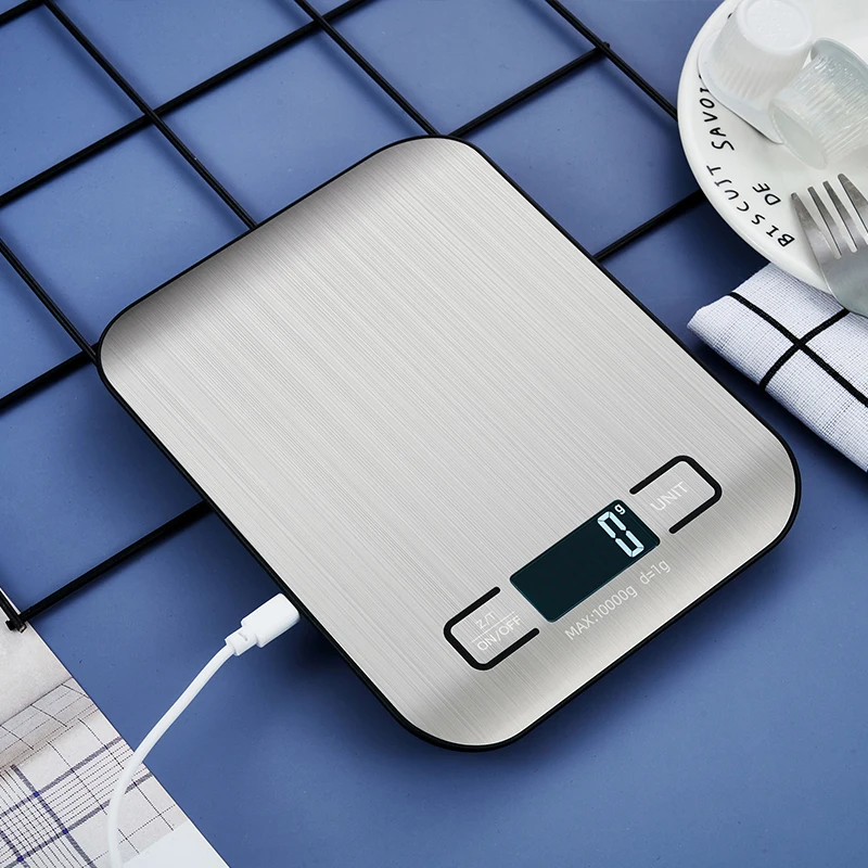 Discount LCD 5kg 10kg 1g Electronic weight food USB 5 kg stainless steel electric kitchen digital scales