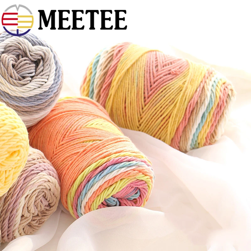  Meetee AP277 цветная хлопковая Мягкая шерстяная пряжа необычная для ручного вязания шарфа одеяла свитера материал шерстяные и вязаные крючком шарики