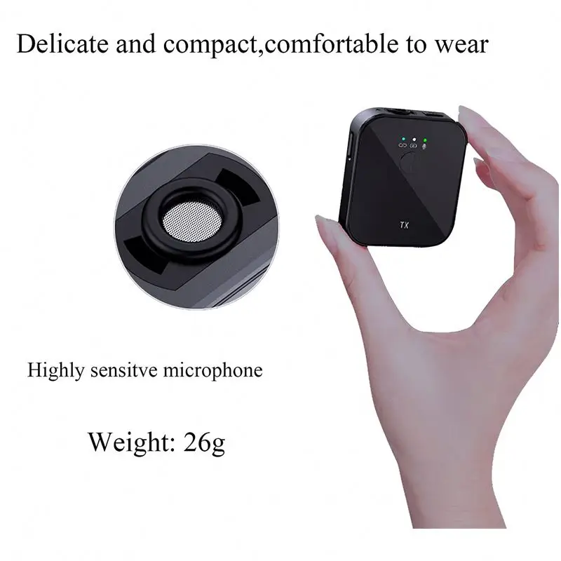 Беспроводной петличный микрофон с приемником-передатчиком, записывающим микрофоном для видеокамеры Vlog и телефона 2,4G