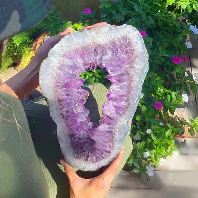 Wholesale Crystals healing stones quartz  Natural Amethyst slice Agate Geode Crystal Druzy Slice