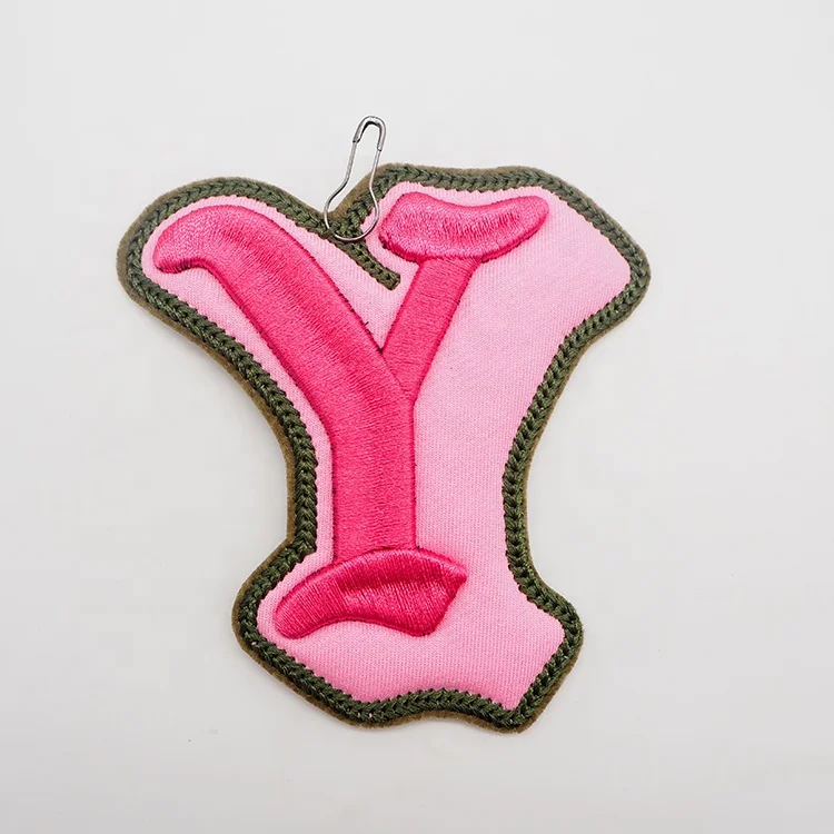 Low Moq Logo Name Patches Greek Letter Iron Clothes Designer Embroidered Woven Letter Customer Chenille Patches