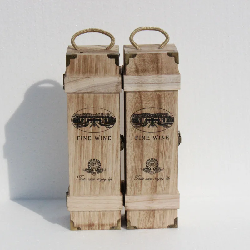 Cheap Grape Wine Packing Box Paulownia Sliding Lid Wooden Wine Box Sinegle Bottle Box