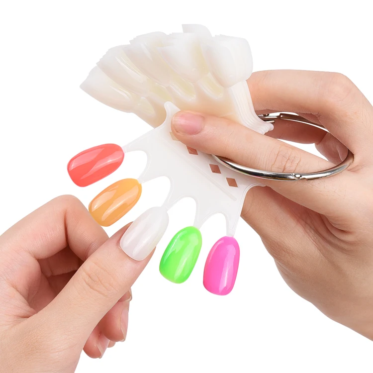 Wholesale ABS plastic nail art display stand tips salon nail extension false tips set oval practice nail trainer tips