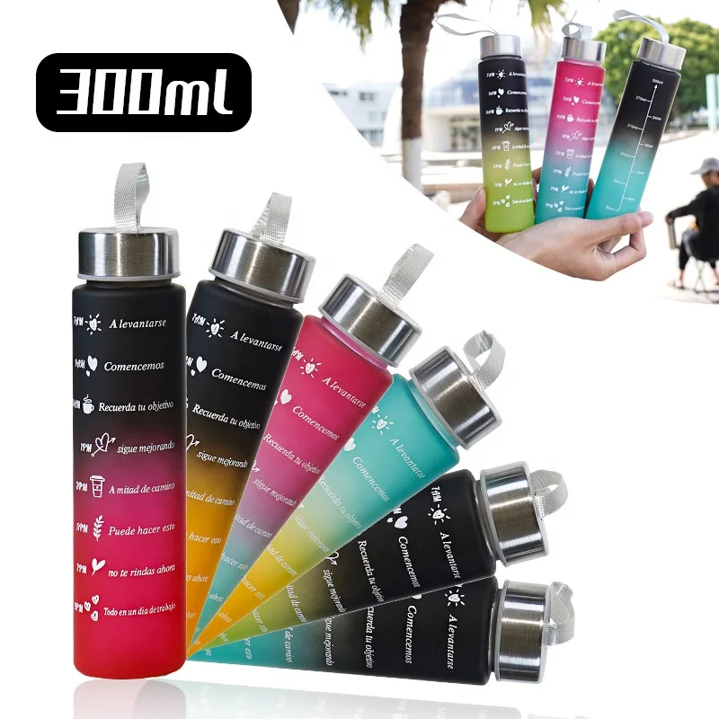 300ml Gradient Sports Frosted Outdoor Tour Travel PC Custom Water Bottle Direct Plastic Drinking Cup with Lid Straw