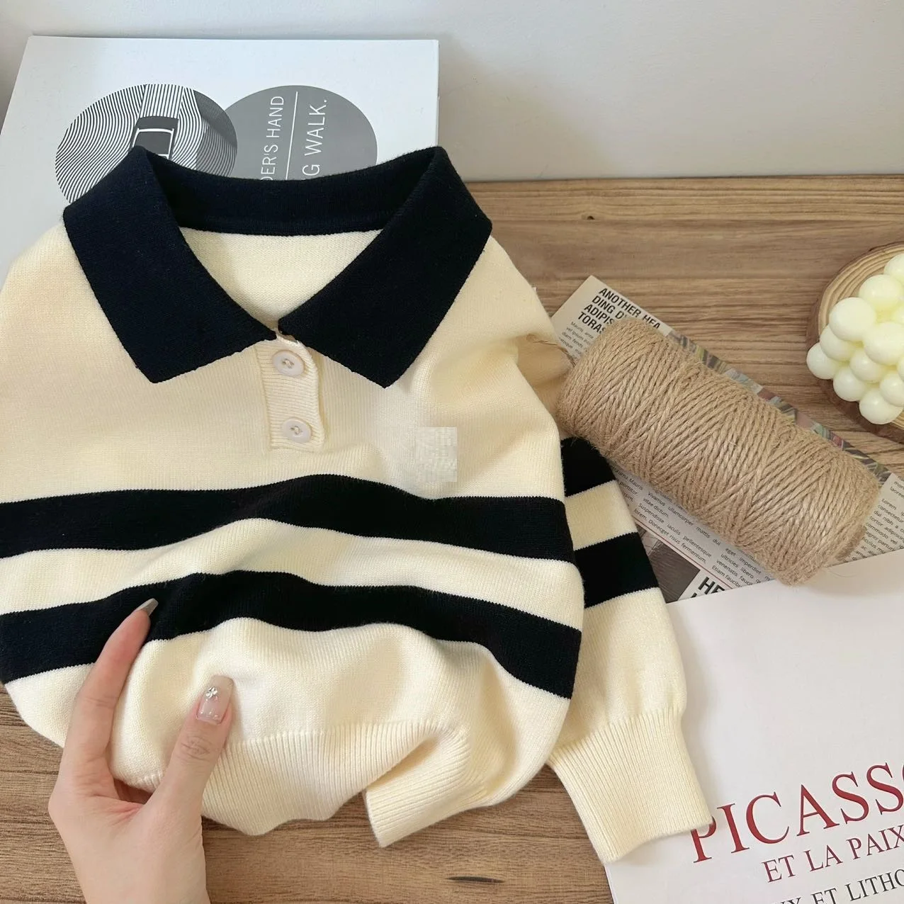 Kids Clothes 95% Cotton Knitwear Support Customized Toddler Polo Sweater Spring Fall Boys Clothes Knit Tops Children Clothing