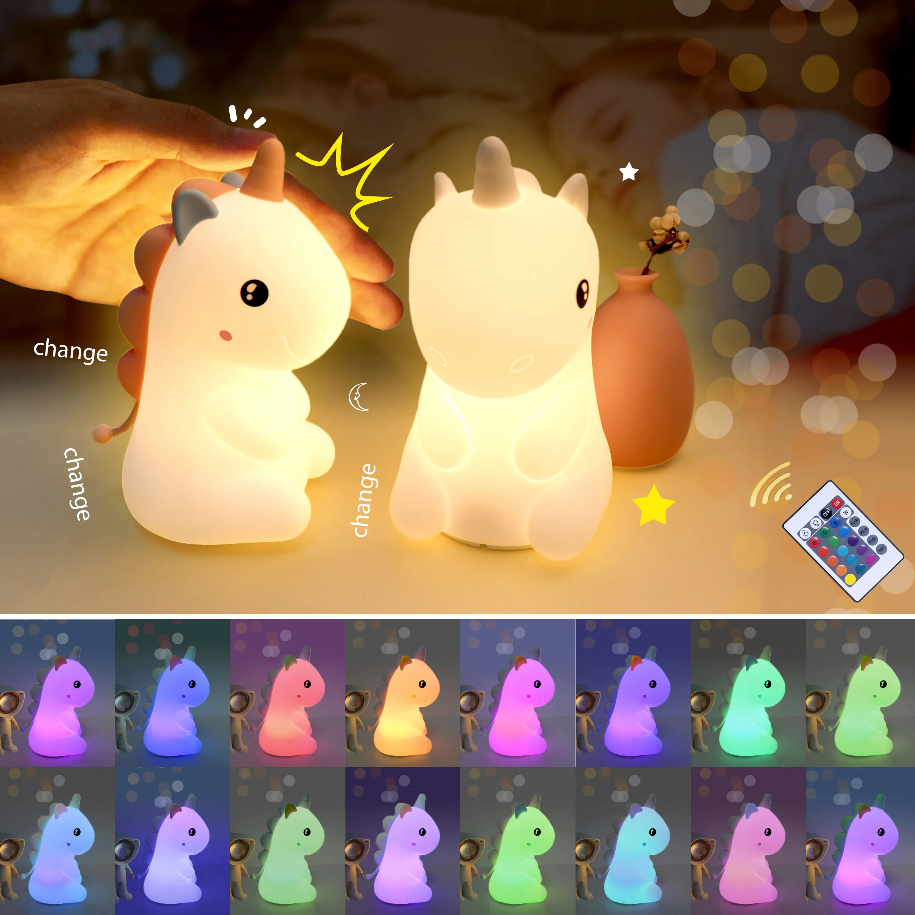 Decorative Small Silicone Cute Lampe De Couleur Baby Soft Usb Silicone Night Led Lamp Lights