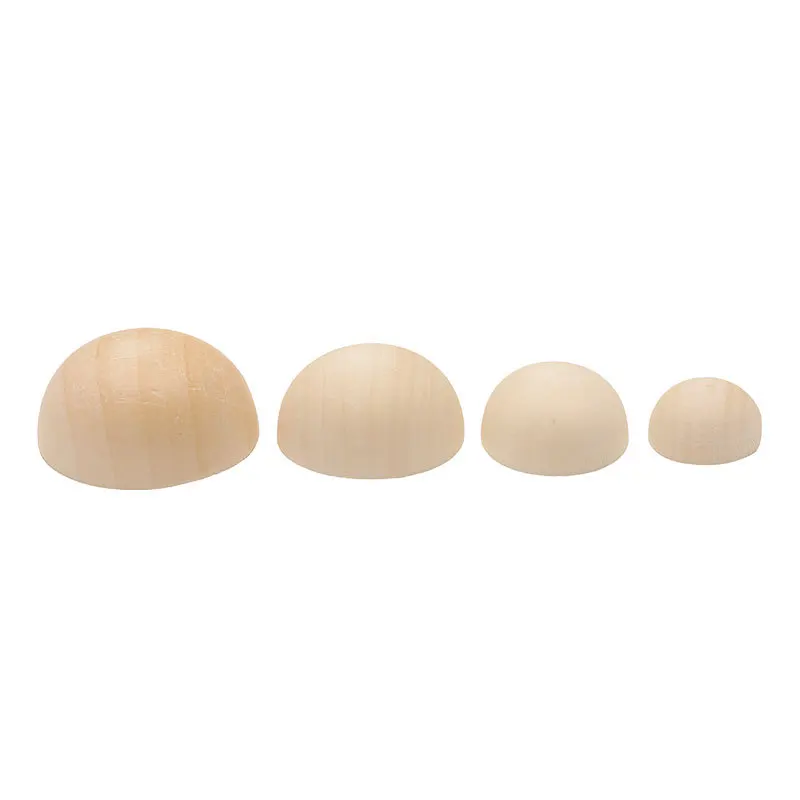 New style solid half round ball 15-30mm raw wood color lotus wood half round ball