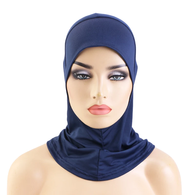 Wholesale Custom Soft Stretchy Hijab Cap Adjustable Muslim Stretchy Turban Full Cover Shawl Cap Full Neck Coverage For Women