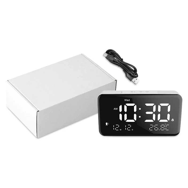 Portable LED rechargeable talking time voice control dementia calendar alarm clock for kid/adults/ blind people