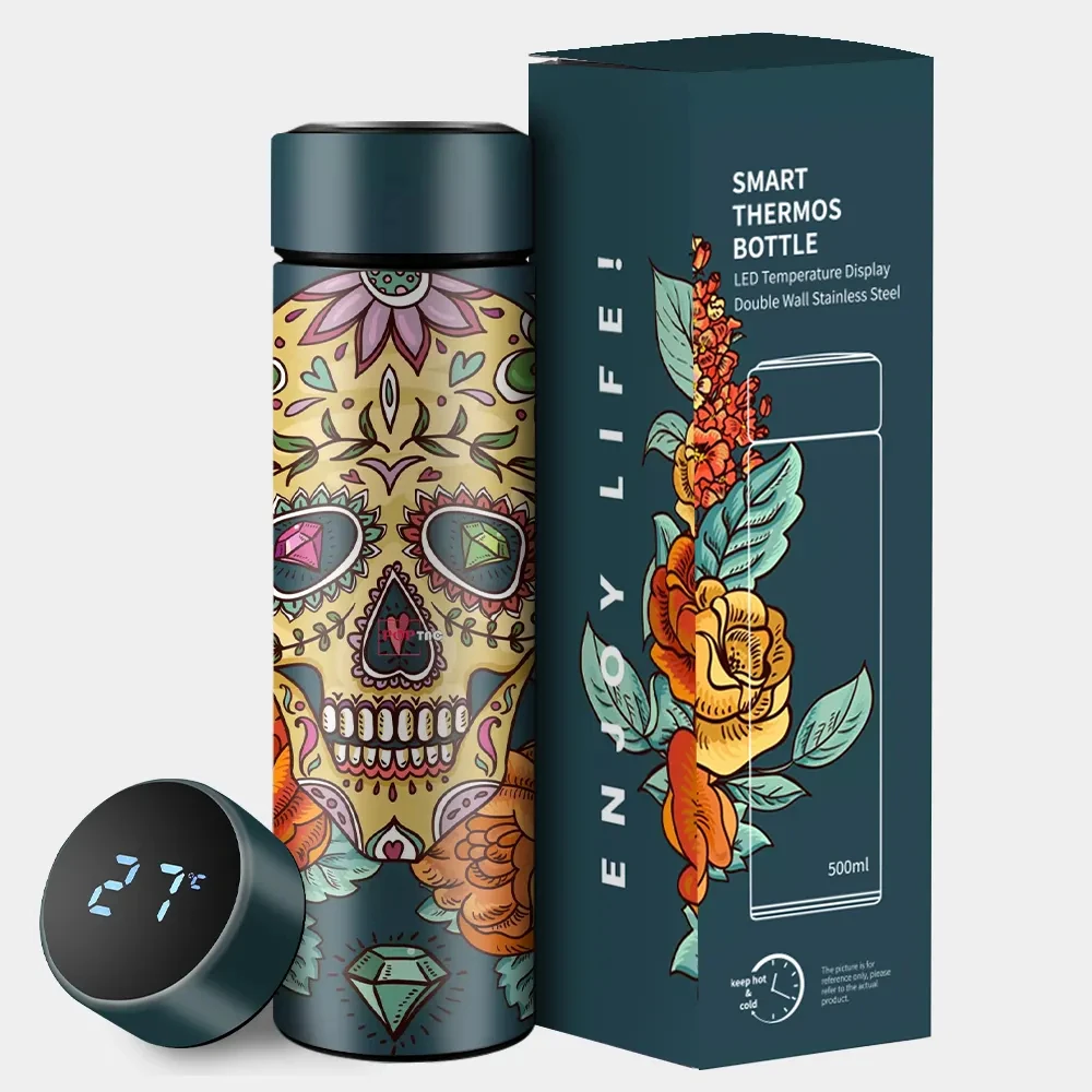 500ml Termo Thermos Bottle Cup Flask Led Temperature Display Stainless Steel Smart Water Bottle with filter infuser