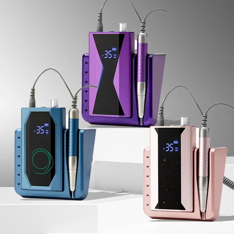Portable Wireless Brushless Nail Drill Machine High Speed Torque 40000rpm Manicure Drill Low Noise Handle Acrylic Gel Polisher
