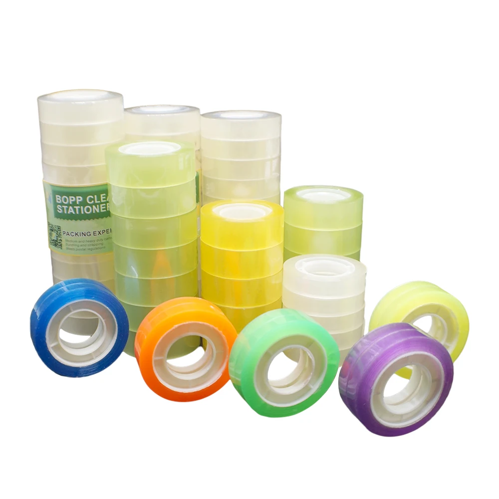 Factory wholesale BOPP Transparent and printing office school decoration super clear crystal Stationery tape desk tape sellotape