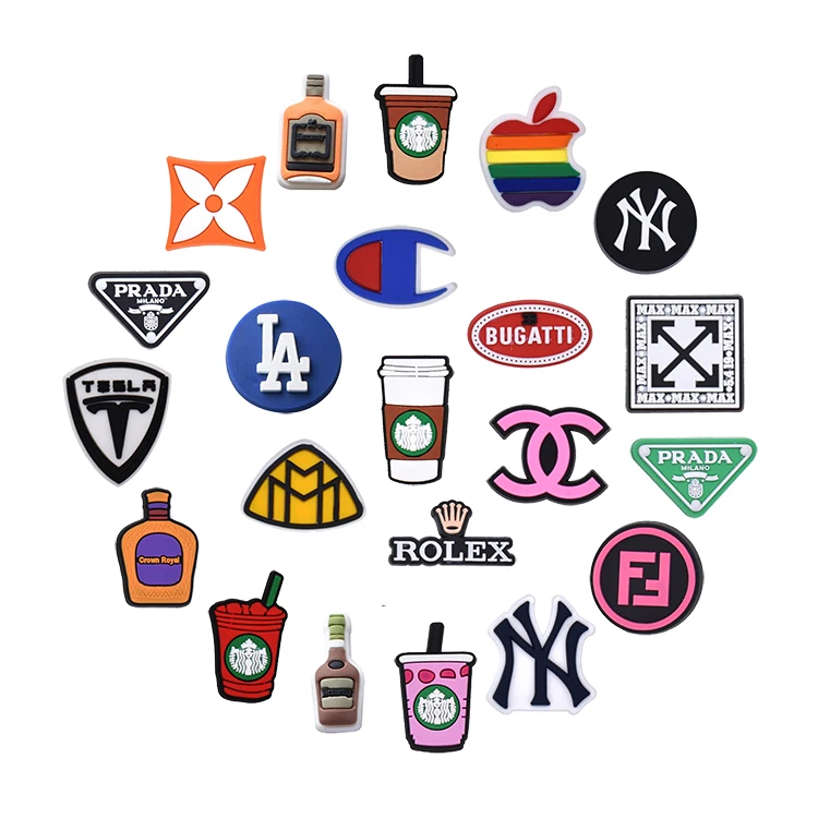 Manufacturer wholesale hot sell brand logo PVC croc charms croc shoe charms sports charms Kids Gift