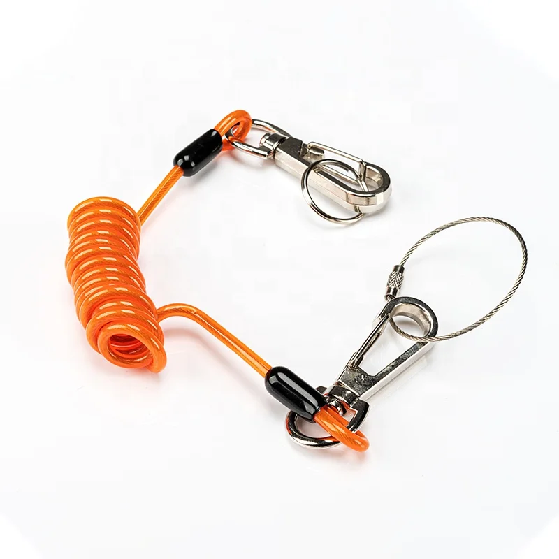 Factory Supply Various Size Coiled High Elastic Inner Steel Cable Safety Cable Support Tool Lanyard Lanyard Safety Rope