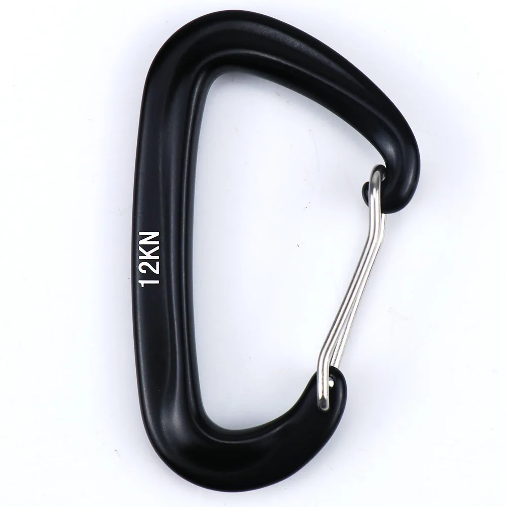 High quality 12KN 7075 aviation aluminum d-type hook climbing carabiner