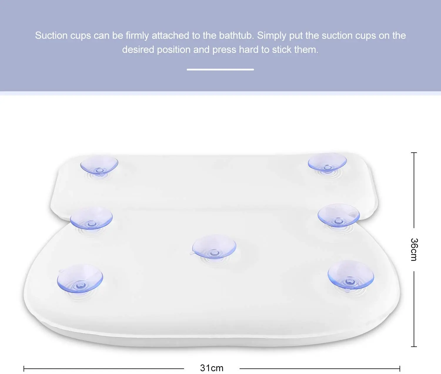 Waterproof Bath Pillow with Free Bath Ball Spa Bath Pillows with 7 Non-slip Suction Cups