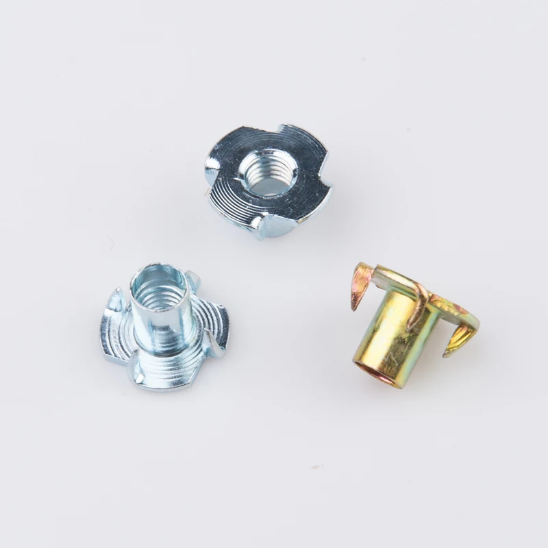 China Factory Galvanized M6 M8 M10 Four-toothed Wood T Nut 4 Pronged Furniture Nuts Four Claw T Nut DIN1624