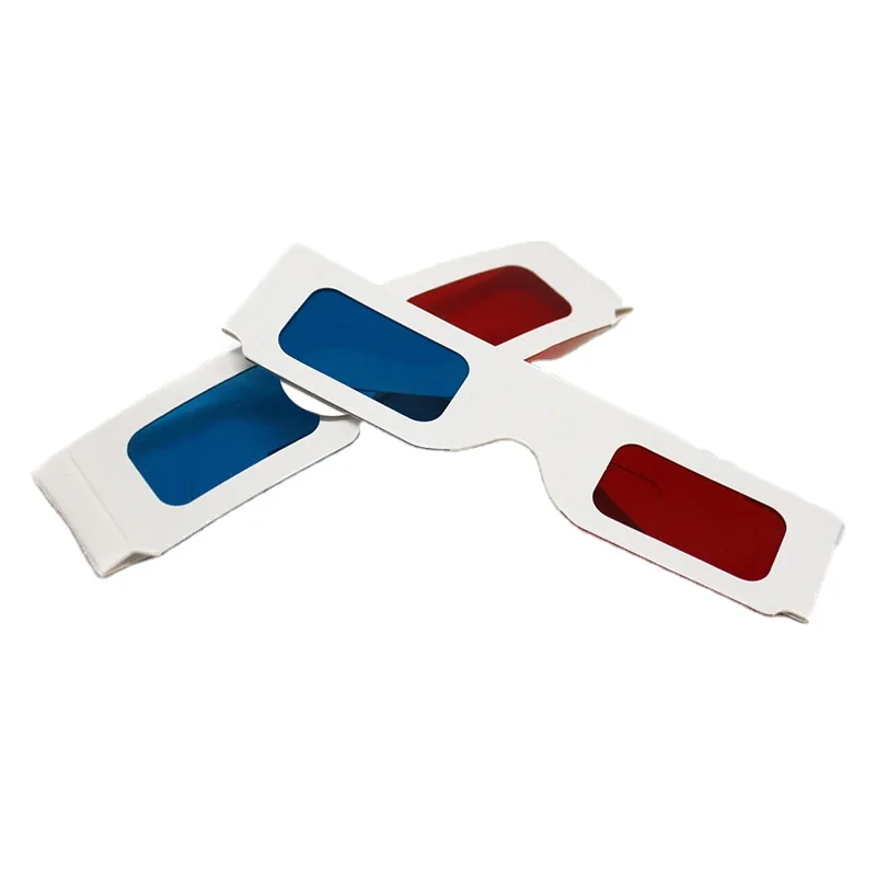 Foldable White Frame Anaglyph Cardboard 3D Paper Glasses Red blue and Cyan Lens for Movies