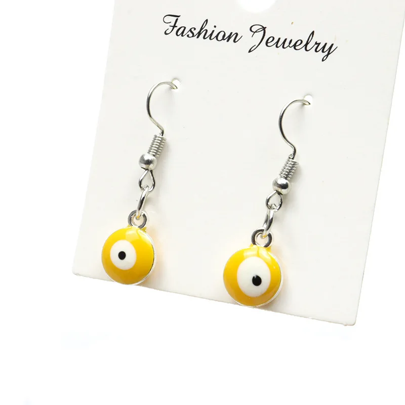 Kingcome New Devil Eye Earrings Turkey Blue Eyes Double-sided Pendant Ear Hook Color Evil Angel Eye Earrings