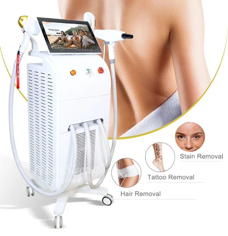 Professional 3 IN 1 4 IN 1 Diode laser  E-light OPT  IPL RF  Nd Yag Laser for hair removal tattoo removal beauty machine