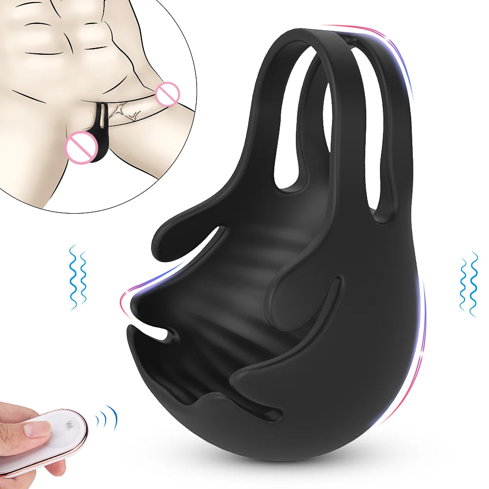 Remote Control Foreskin Silicone Condom Wearable Wrap Testicular Stimulus Vibrator Sex Toy Silicone Condom For Men Cock Ring