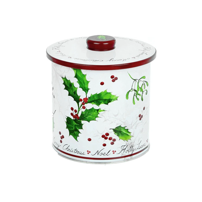 Customize round shape cookie tin barrel  food grade biscuit metal bucket with lid popcorn tin barrel cookie box