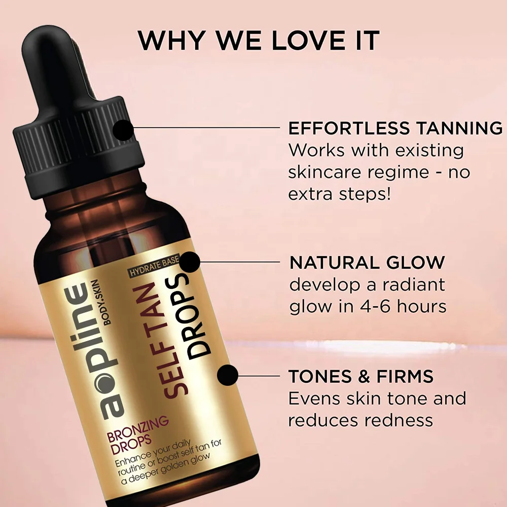 Custom logo brand bronzing sunless fake tan face self tanning oil drops private label
