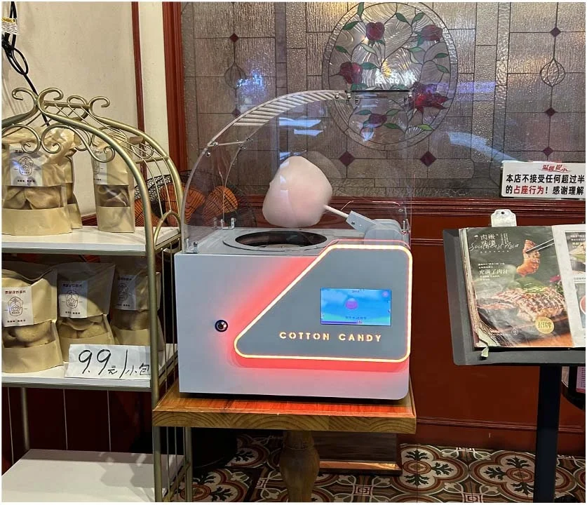 Small semi-automatic cotton candy machine smart retail professional commercial equipment vending machine