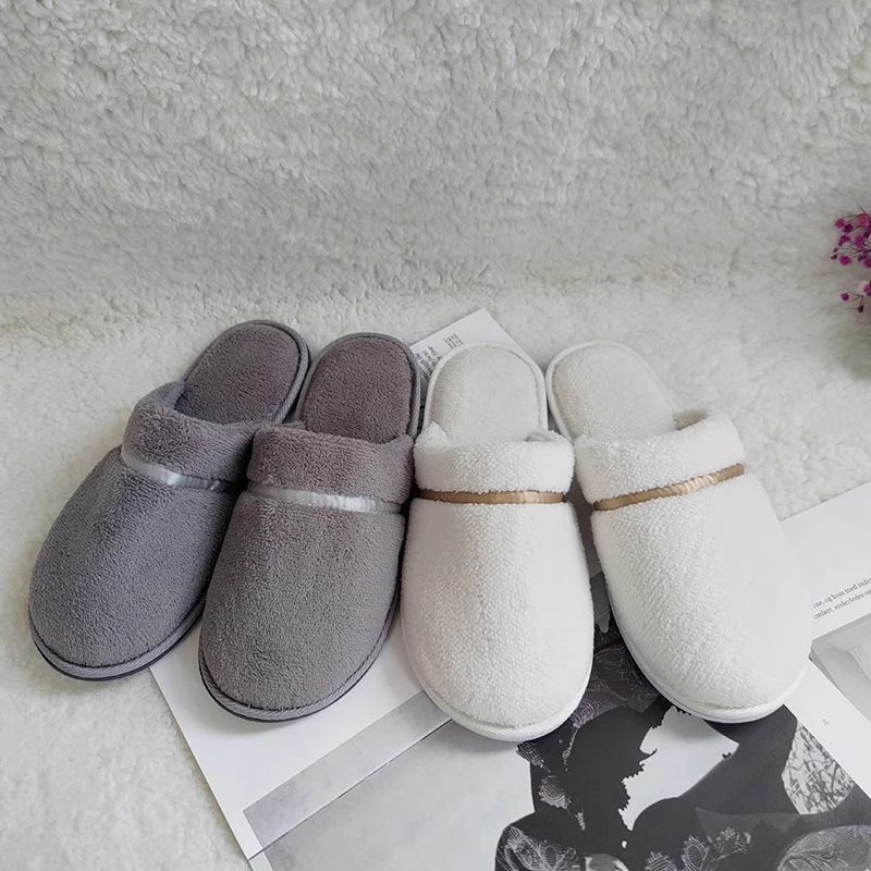Five-star hotel Air travel resort upscale ribbon thickened coral velvet disposable slippers