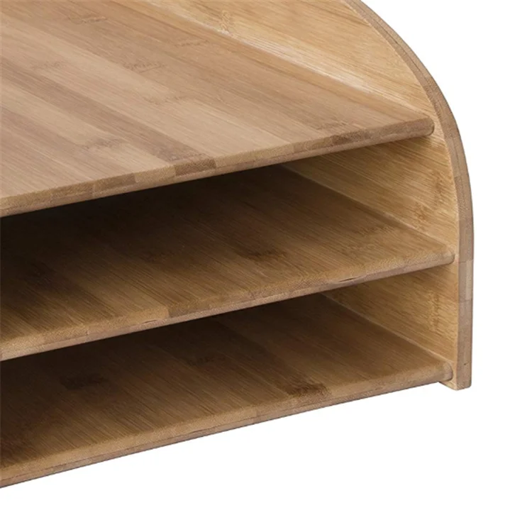 3 Layer File Tray Bamboo Wood File Holder Paper Letter Document Storage Shelves Wooden Office Desktop Sundries Organizer