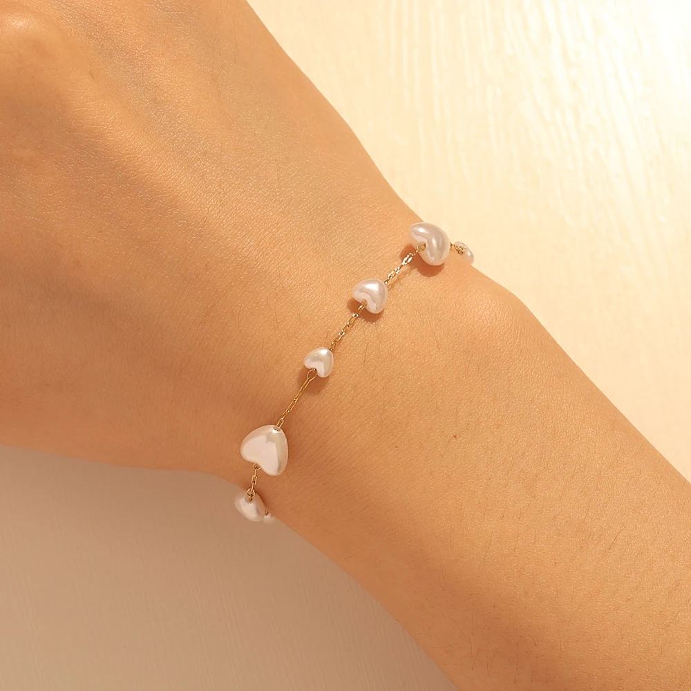 MX Necklaces for Women 18K Gold Plated Chain Necklace Bracelet Delicate Freshwater Pearl Necklace Everyday Fashion Jewelry Set