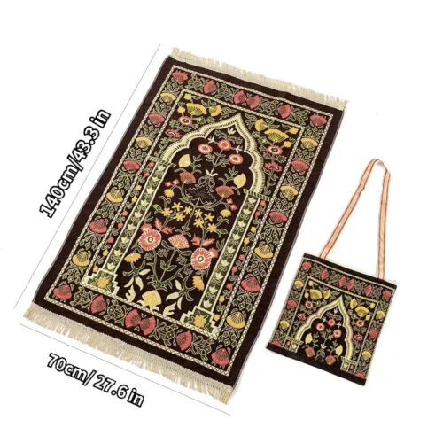 Luxury Arabic Ramadan Islamic Madina Foldable Travel Portable Pocket Muslim Prayer Rug Mat With Bag Muslim
