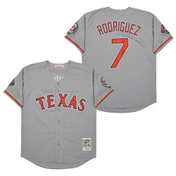Texas Baseball Jersey Rangers 34 Nolan Ryan 7 Ivan Rodriguez Throwback jersey stitched