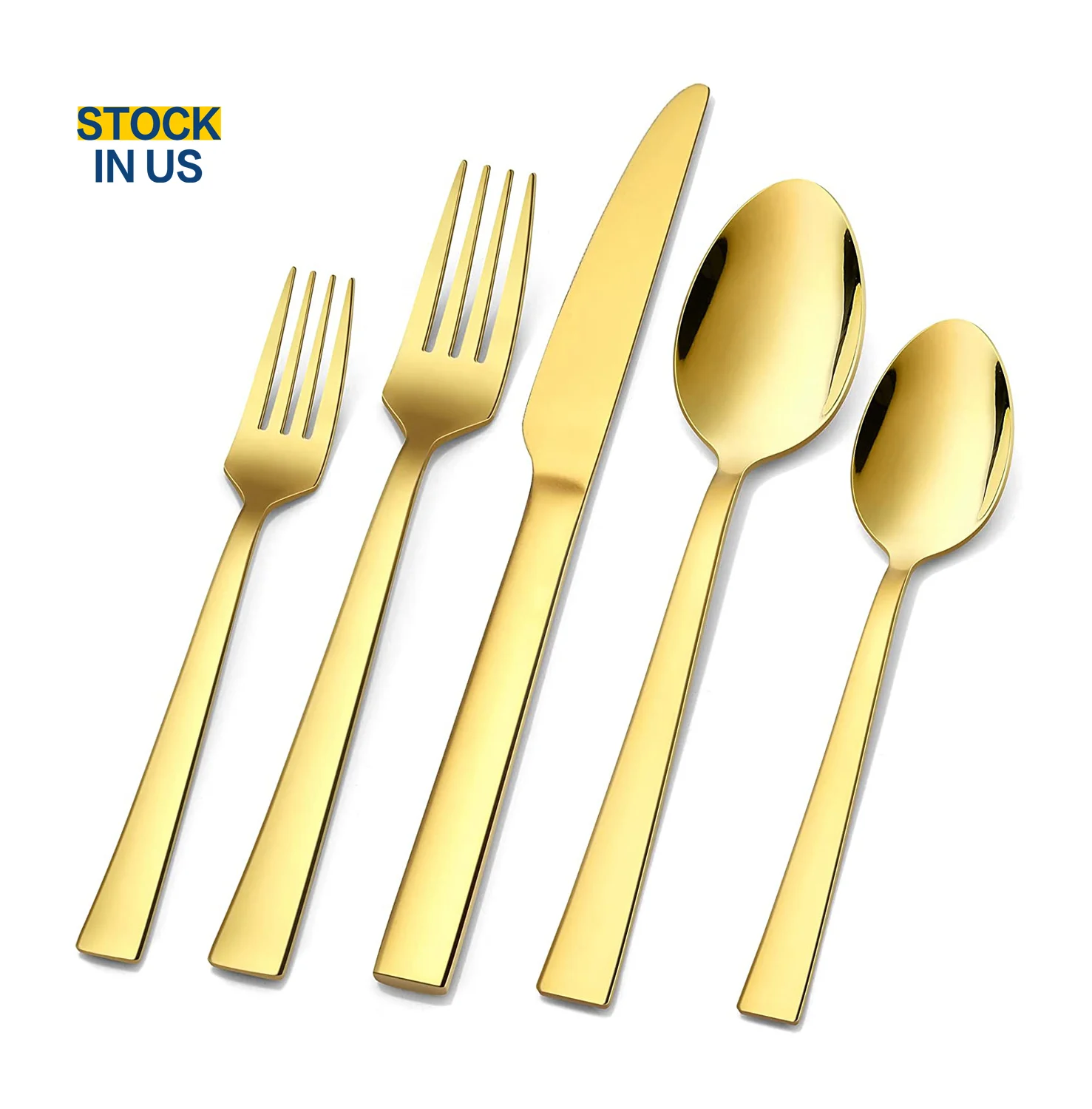 US stocks gold wedding flatware stainless steel titanium plated bronze gold cutlery flatware set