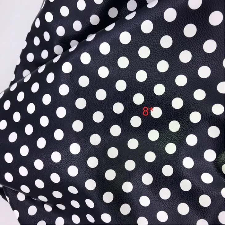 P163 кожа под заказ мягкая личи черно-белая в горошек искусственная кожа PU для сумок, сумок, аксессуаров, крафт-принадлежностей