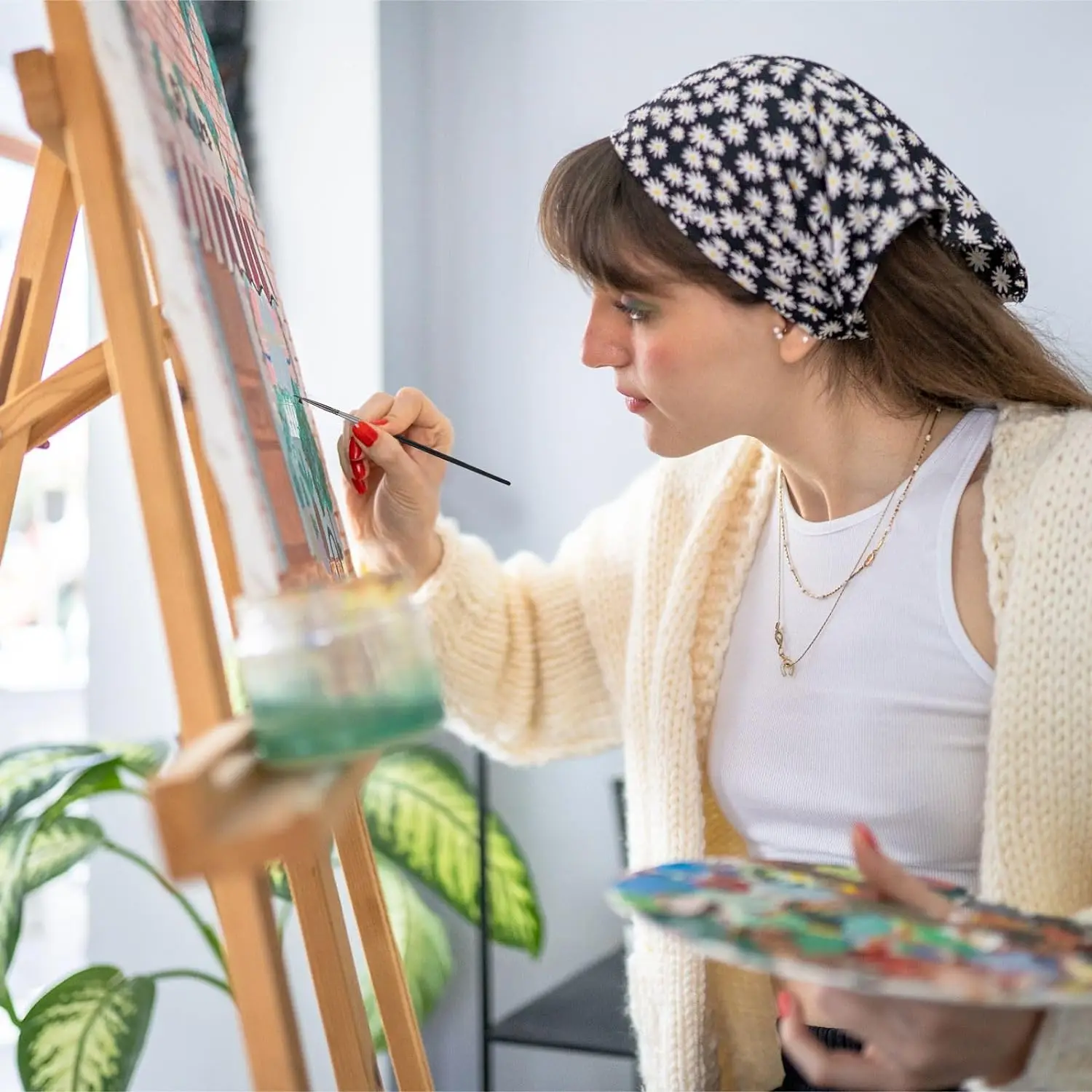 Nylon Hair Paint Brush Kits Set Art Acrylic Wooden Paint Brushes with Wood Handle for Oil Painting and Watercolor Art Supplies