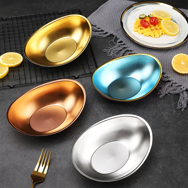 Bowl Golden Bowl Stainless Steel Fruit Salad Ingot Shape Bowl