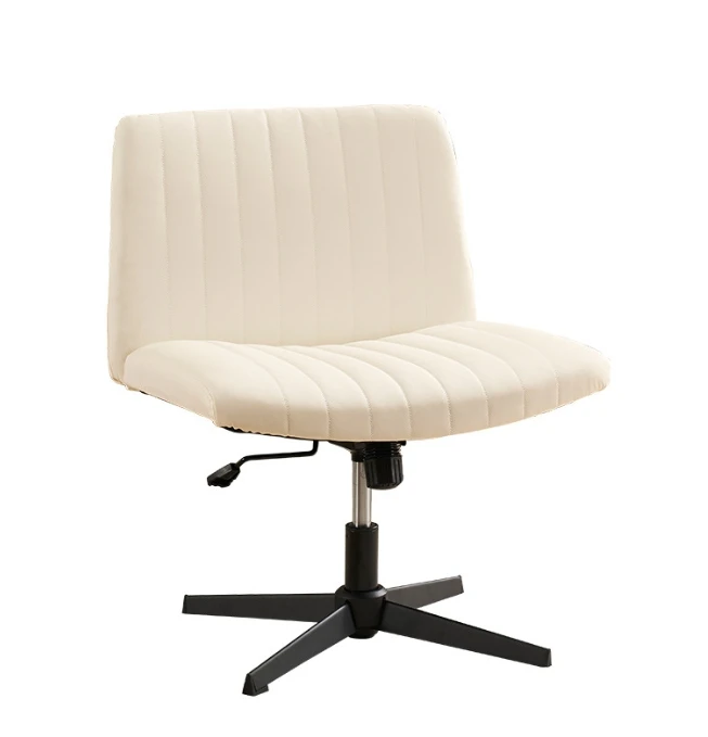 Modern Armless White Adjustable No Wheels Cross Legged Task Computer Chair