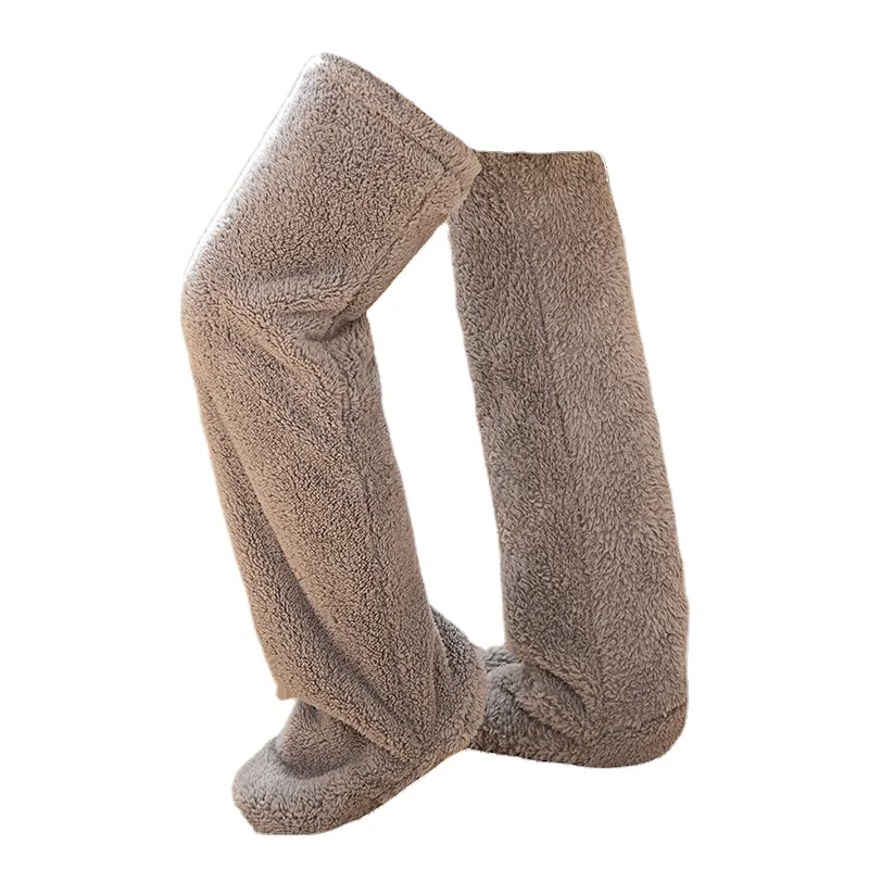 2024 Knee warmers Wholesale custom winter long socks leg warmer thick over knee high fuzzy socks women plush slipper stockings