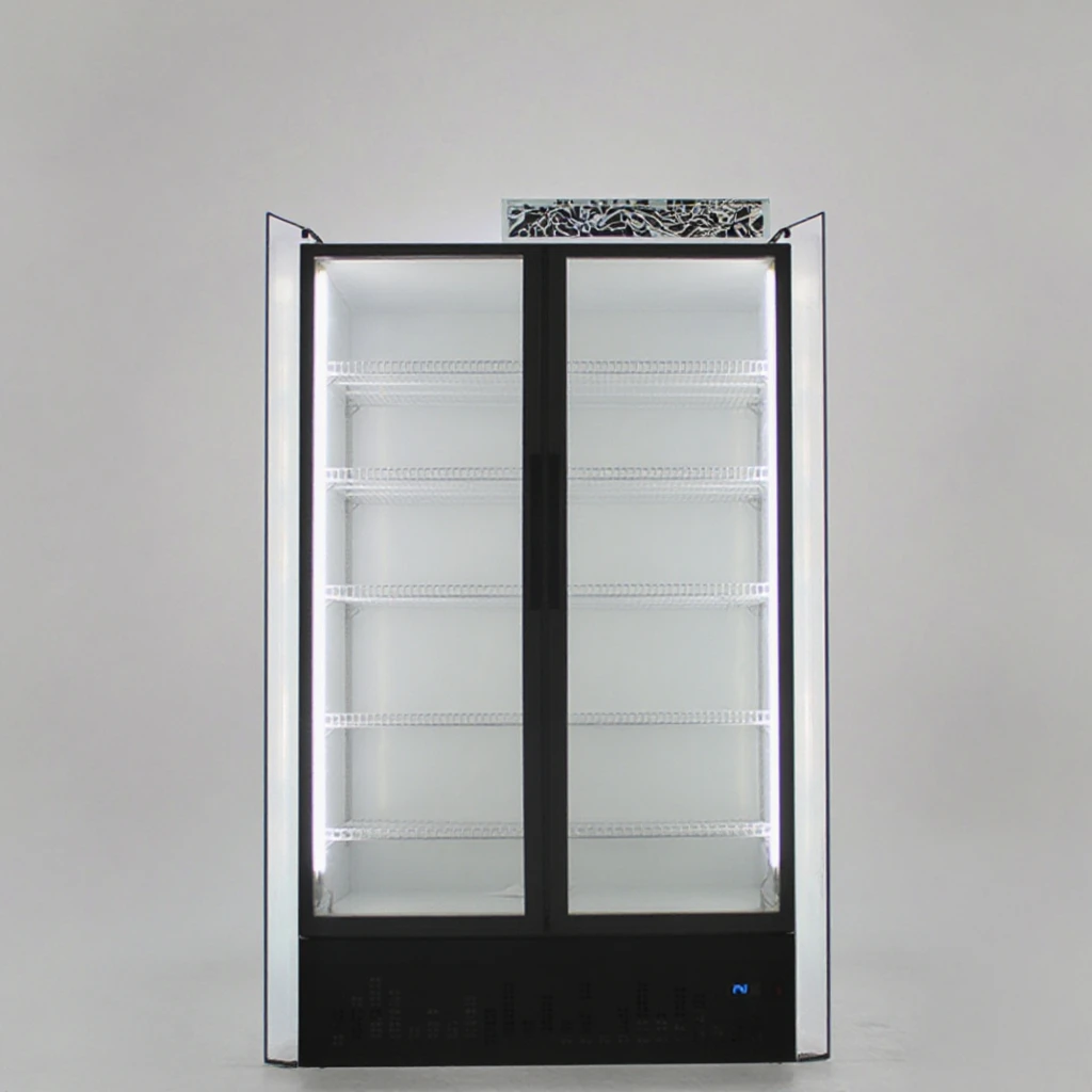 850L Supermarket Freezer Upright Vertical Display Cooler Auto Defrost Glass Material Refrigeration Equipment Store Displays Cool