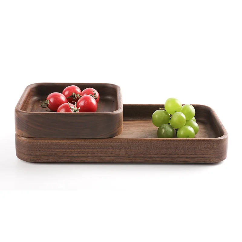 Good Quality Fashion Home Living Customized Circular Walnut Wood Valet Coffee Cup Mango Tea Food Serving Tray
