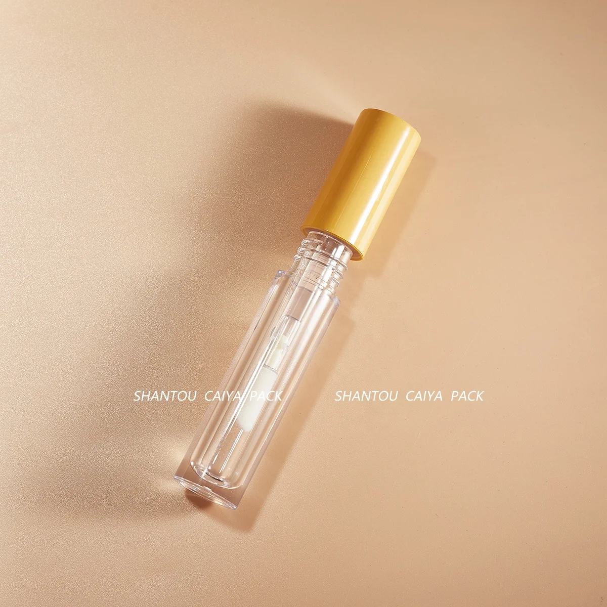 CAIYA UV Glossy Lip Gloss Container Tube Lipgloss Tube with Large Brush 4ML Popular Hot Pink Private Label Empty Lip Tint Bottle