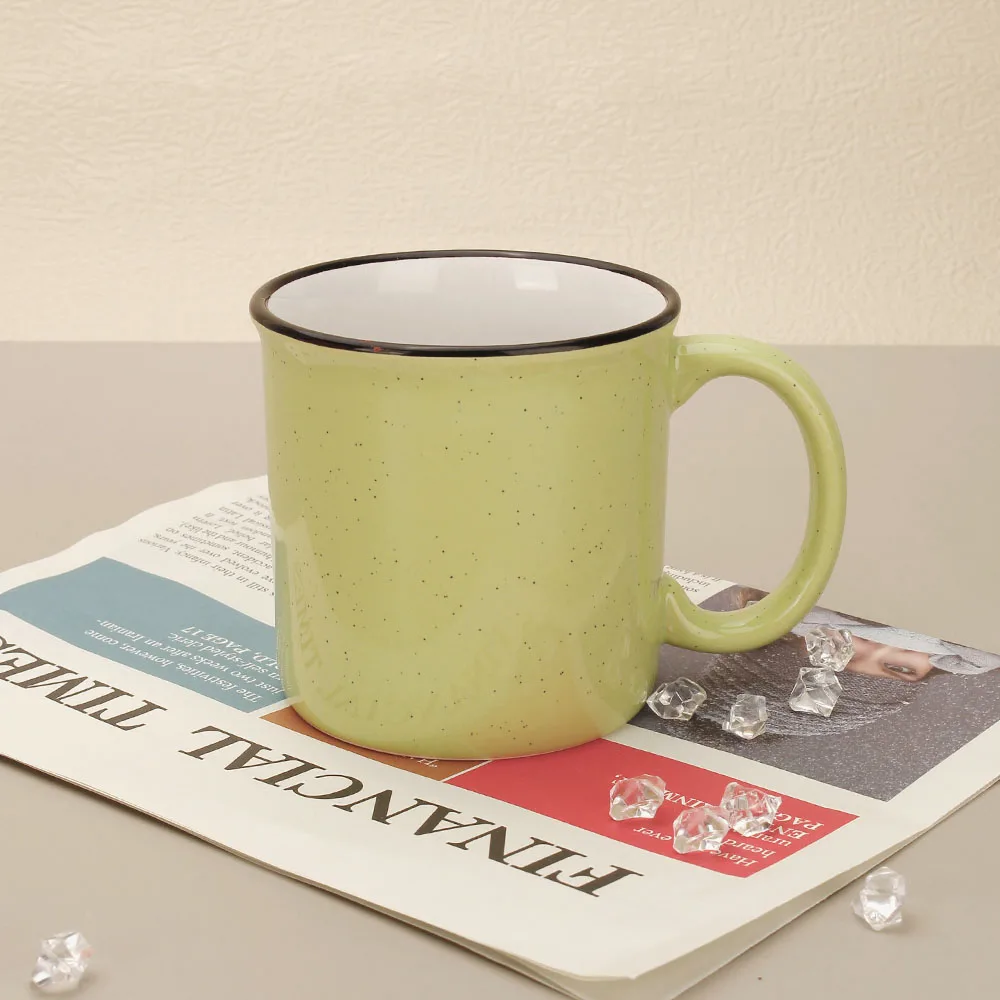 Chipped Look Ceramic Enamel Cup Mug 380ml Color Glazed Stoneware Coffee Mug