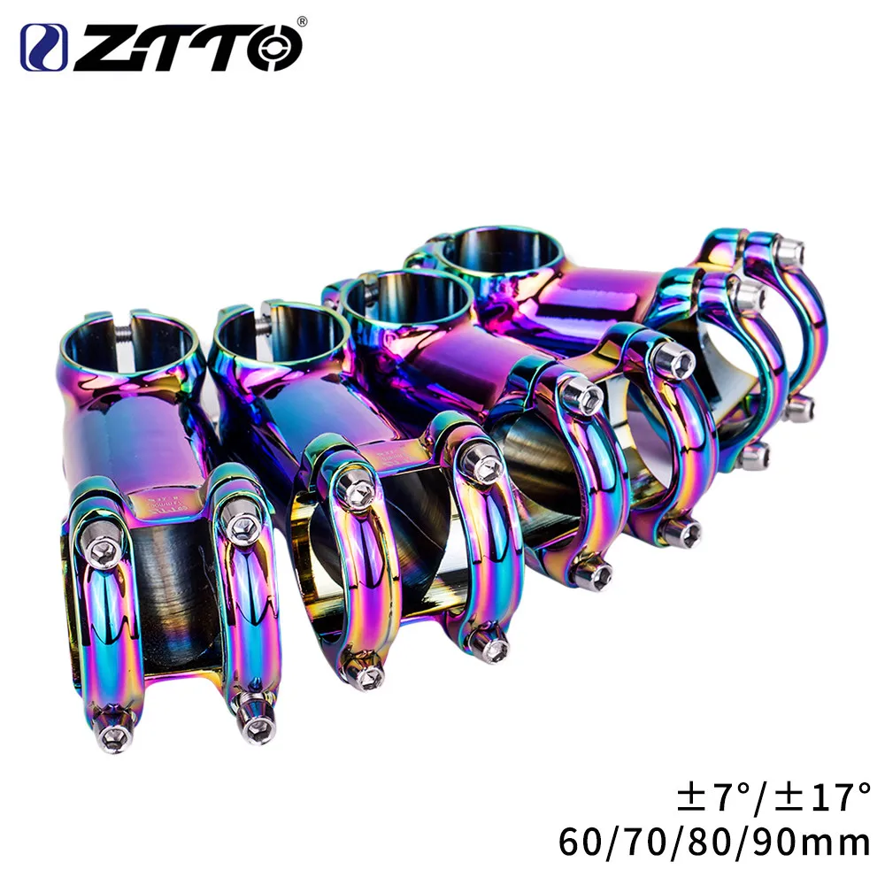 ZTTO Rainbow MTB/Road Bike Polished Stem  7  17 Degree 60 70 80 90 mm High-Strength Lightweight Fit 31.8mm Handlebar XC AM