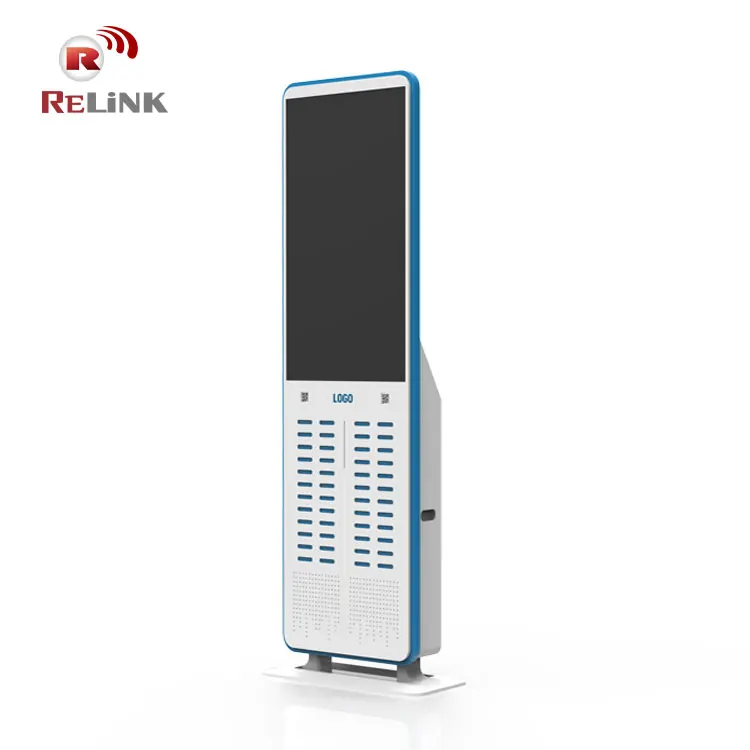 Big LCD Screen Public 24 Slot 48 Slot Power Bank Rental Kiosk Station With Credit Card Payment