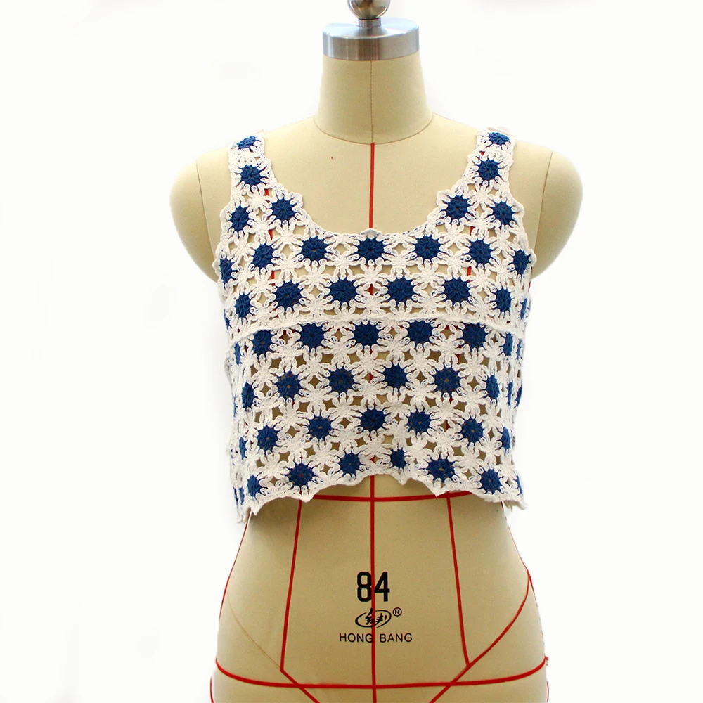 Имитация вязаного крючком кружева жилет хлопок ручной работы платье дизайн уникальная модная одежда