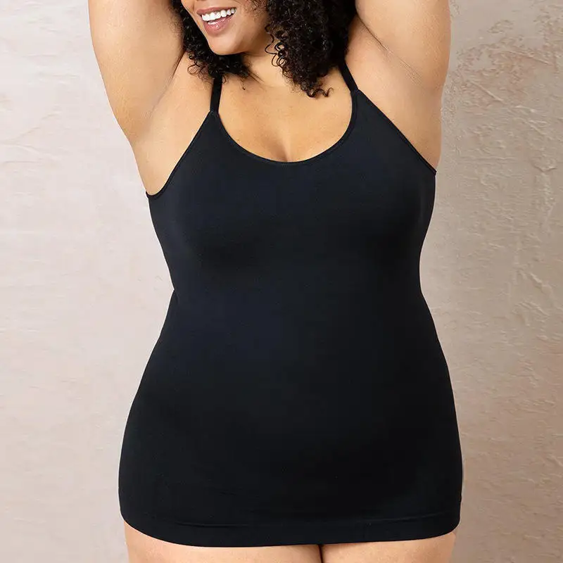 Solid Color Women Shaping Long Camisole Tops Tummy Control Cami Body Shaper Vest with Adjustable Straps